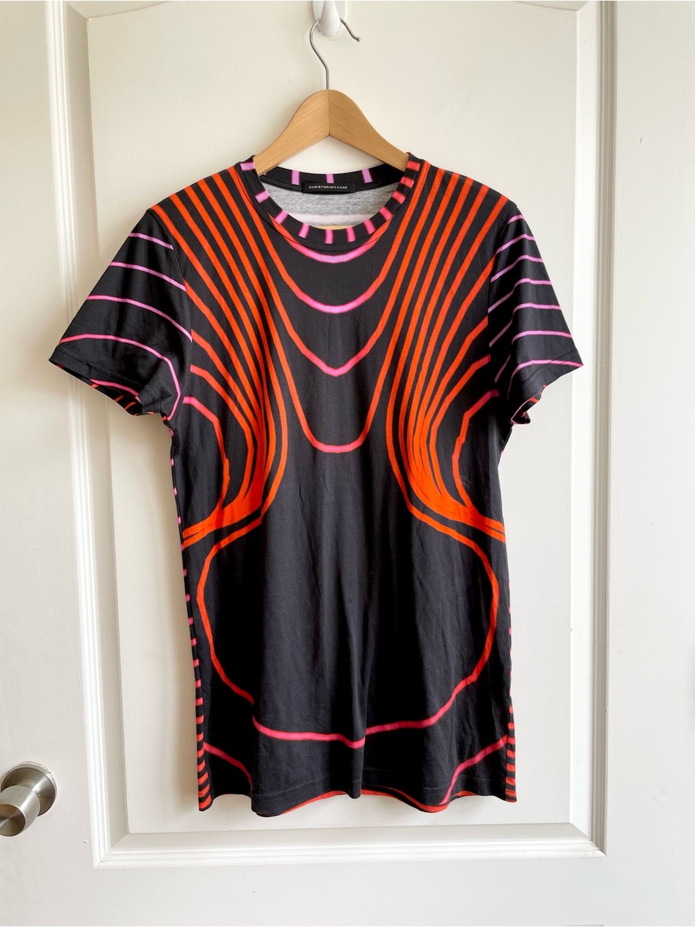 Christopher Kane Grid Face Digital Cotton T-Shirt Size M Neon Art
